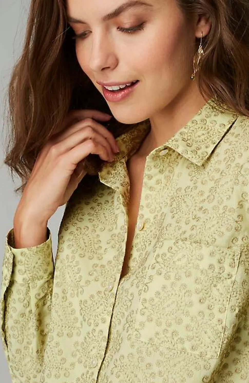 One-Pocket Shirred-Back Shirt | Jjill