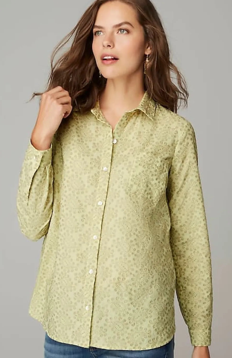 One-Pocket Shirred-Back Shirt | Jjill