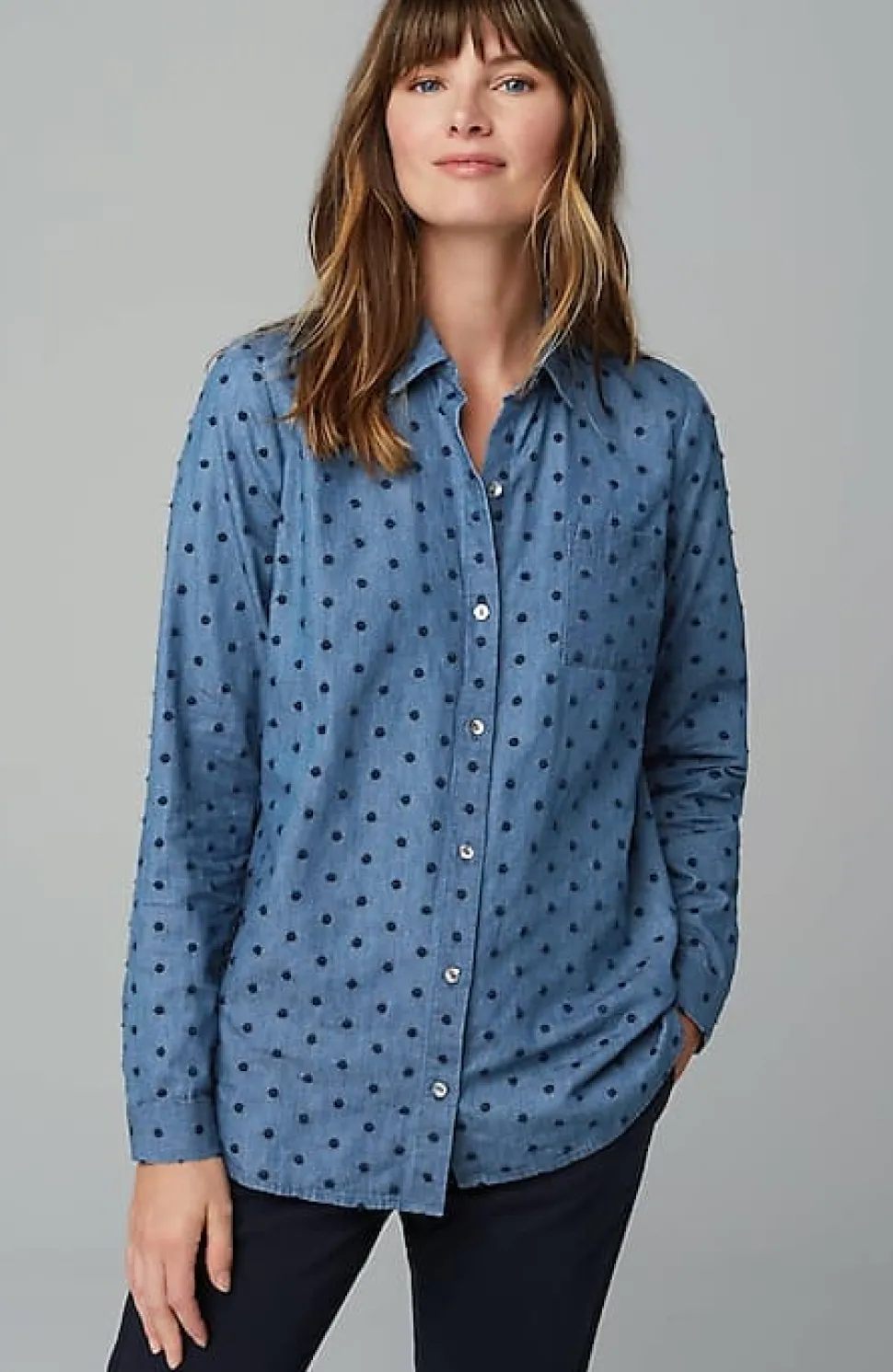 One-Pocket Shirred-Back Shirt | Jjill