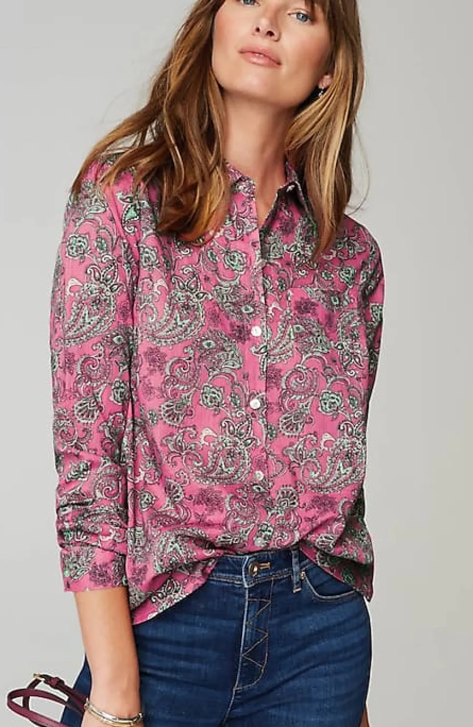 One-Pocket Shirred-Back Shirt | Jjill