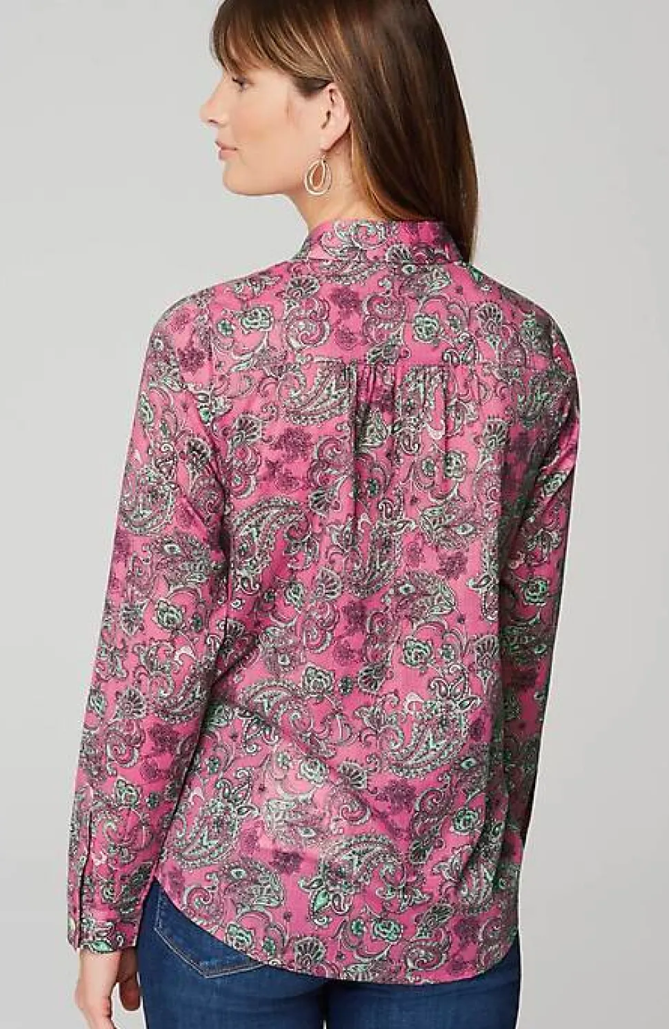 One-Pocket Shirred-Back Shirt | Jjill