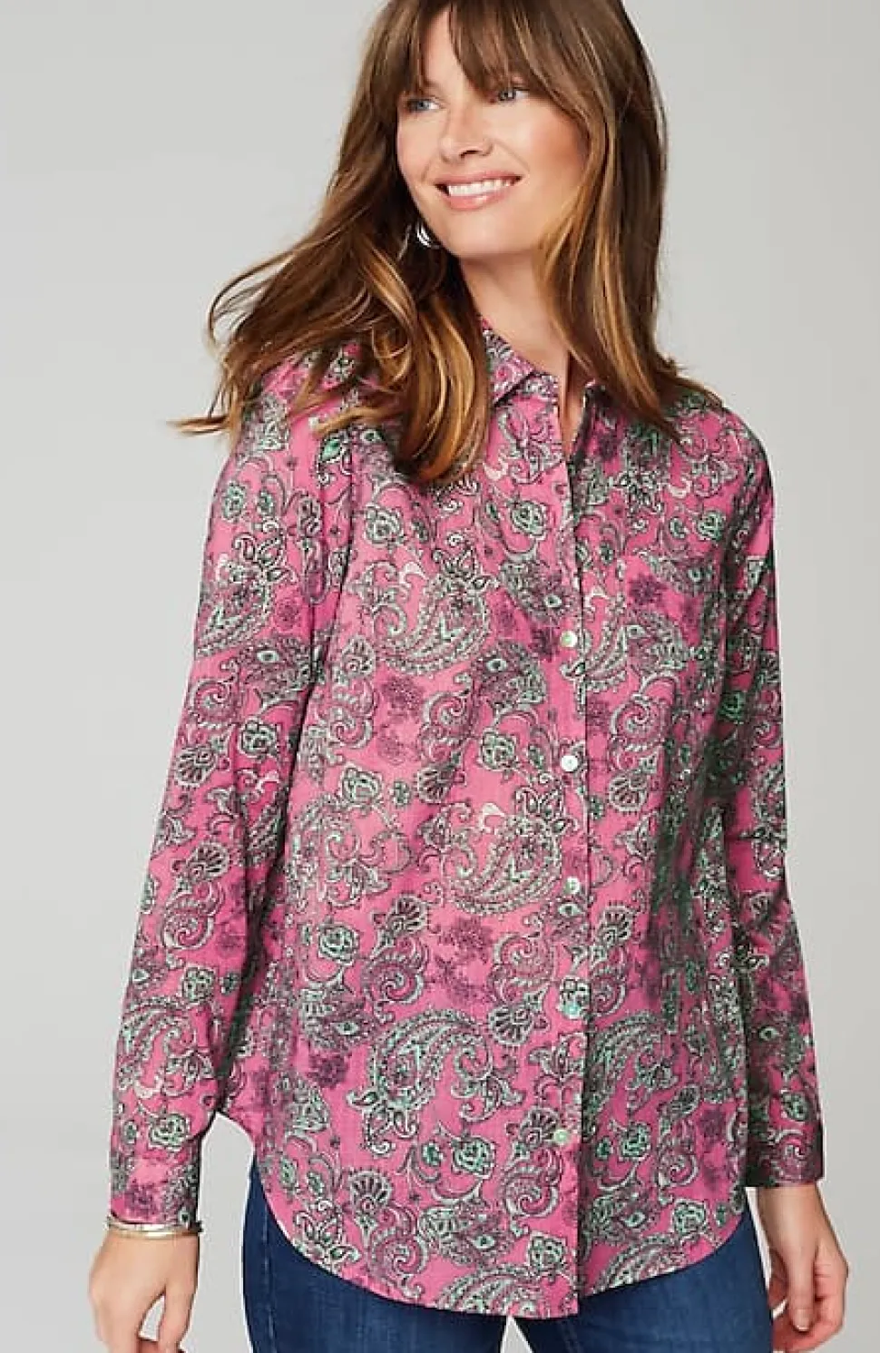 One-Pocket Shirred-Back Shirt | Jjill