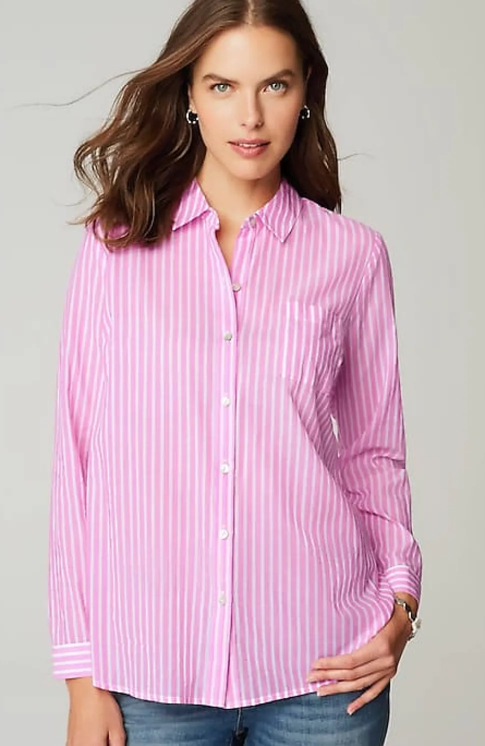 One-Pocket Shirred-Back Shirt | Jjill