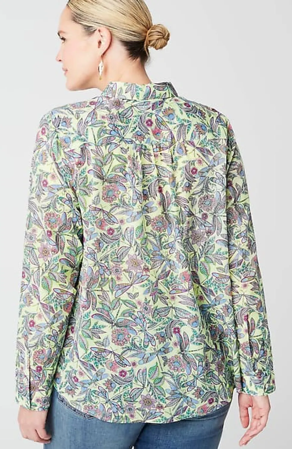 One-Pocket Shirred-Back Shirt | Jjill
