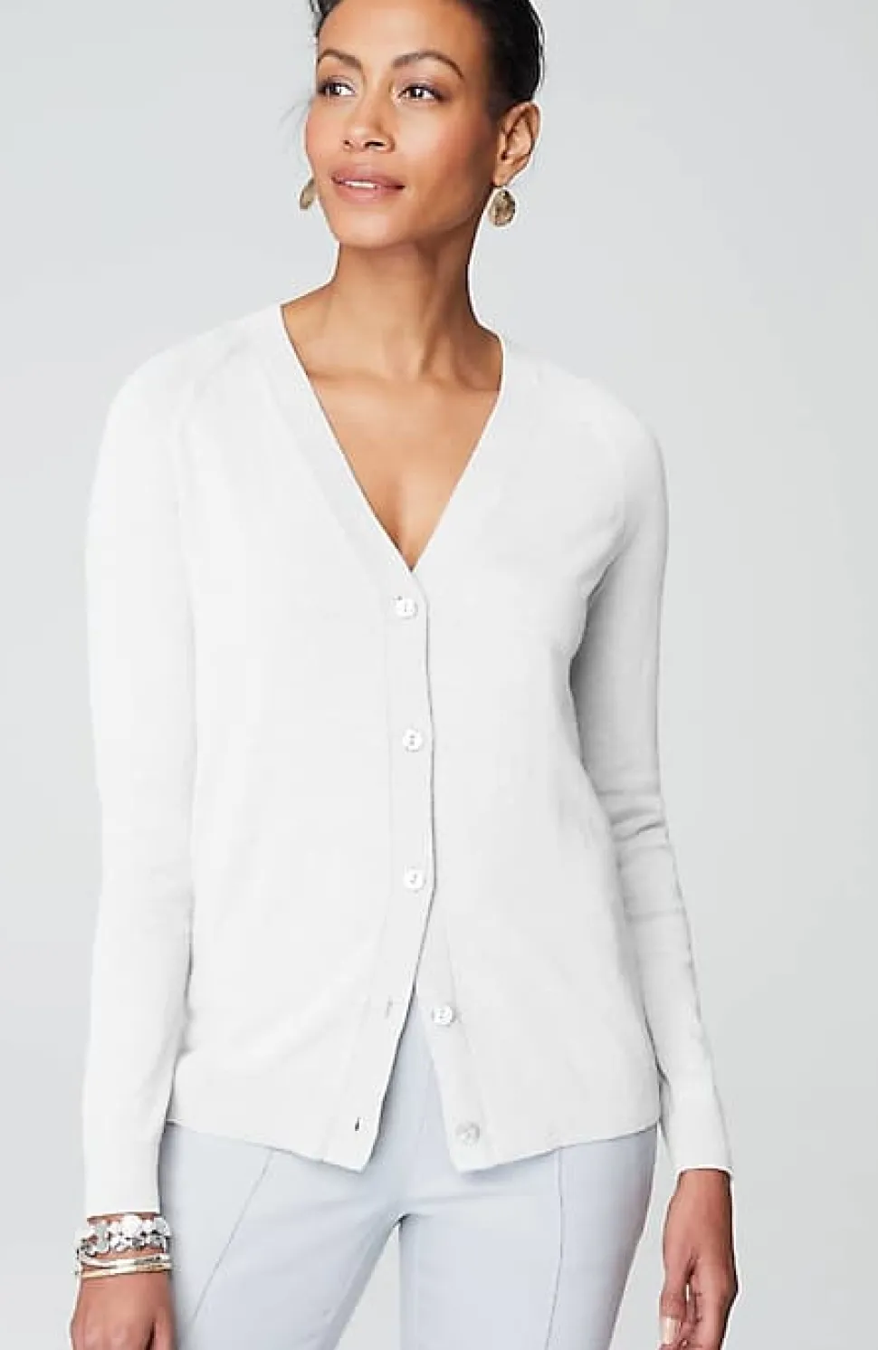 Organically Grown Cotton V-Neck Cardi | Jjill