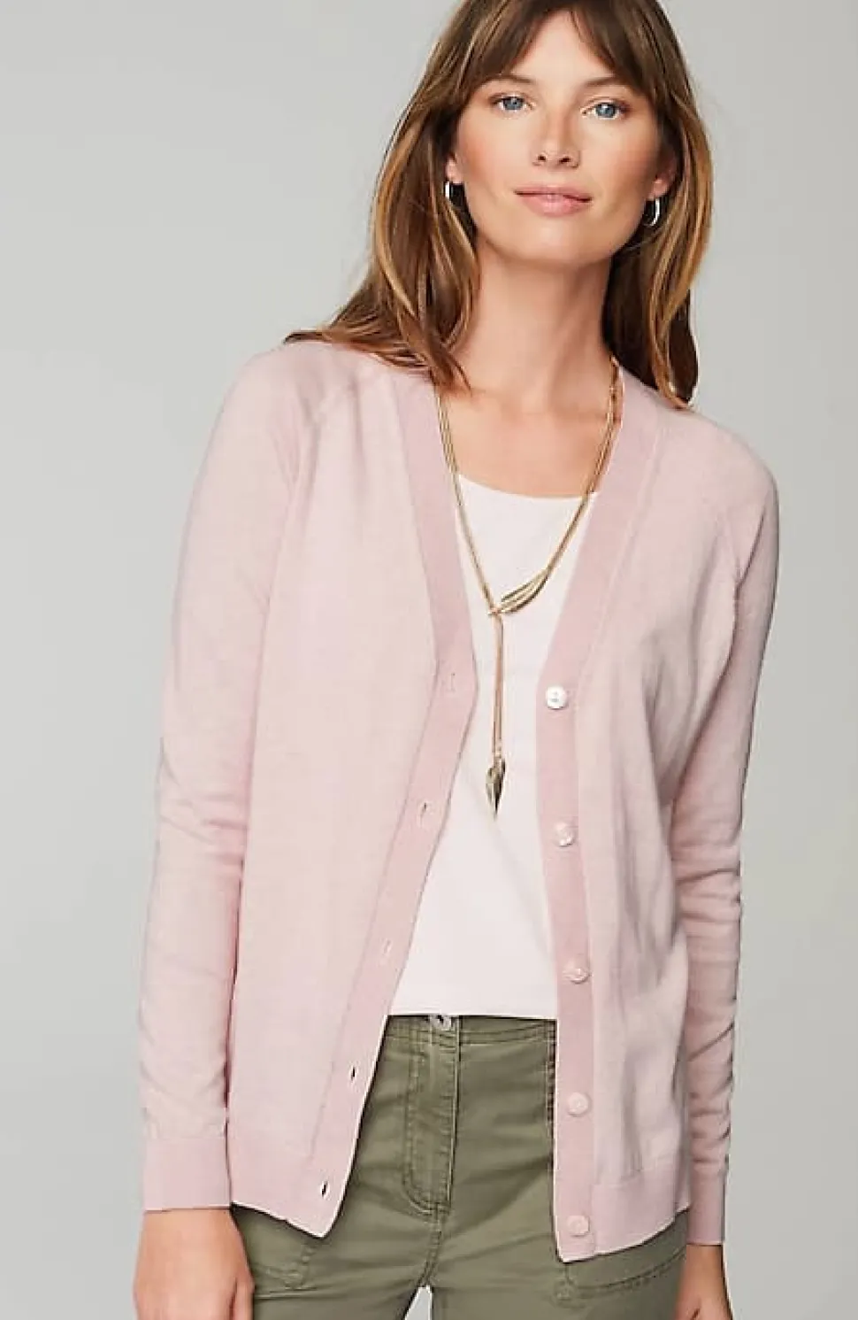 Organically Grown Cotton V-Neck Cardi | Jjill
