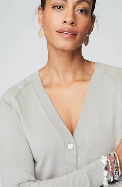 Organically Grown Cotton V-Neck Cardi | Jjill