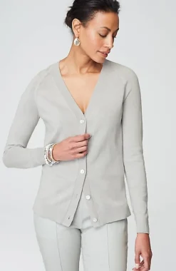 Organically Grown Cotton V-Neck Cardi | Jjill