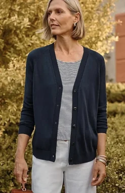 Organically Grown Cotton V-Neck Cardi | Jjill