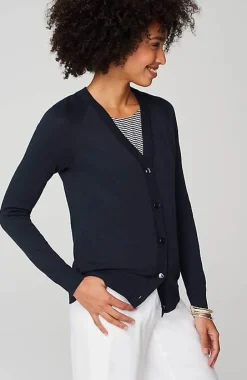 Organically Grown Cotton V-Neck Cardi | Jjill