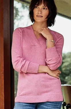Overlapping-V-Neck Sweater | Jjill