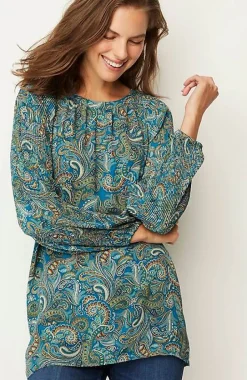 Paisley Pleated-Sleeves Tunic | Jjill