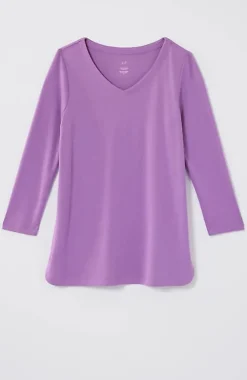 Pima 3/4-Sleeve V-Neck Tee | Jjill