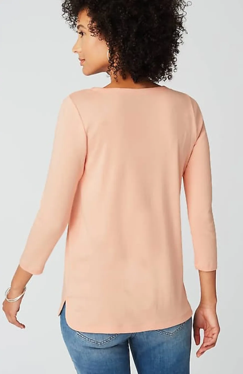 Pima 3/4-Sleeve V-Neck Tee | Jjill