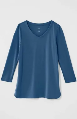 Pima 3/4-Sleeve V-Neck Tee | Jjill