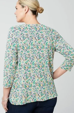 Pima 3/4-Sleeve V-Neck Tee | Jjill