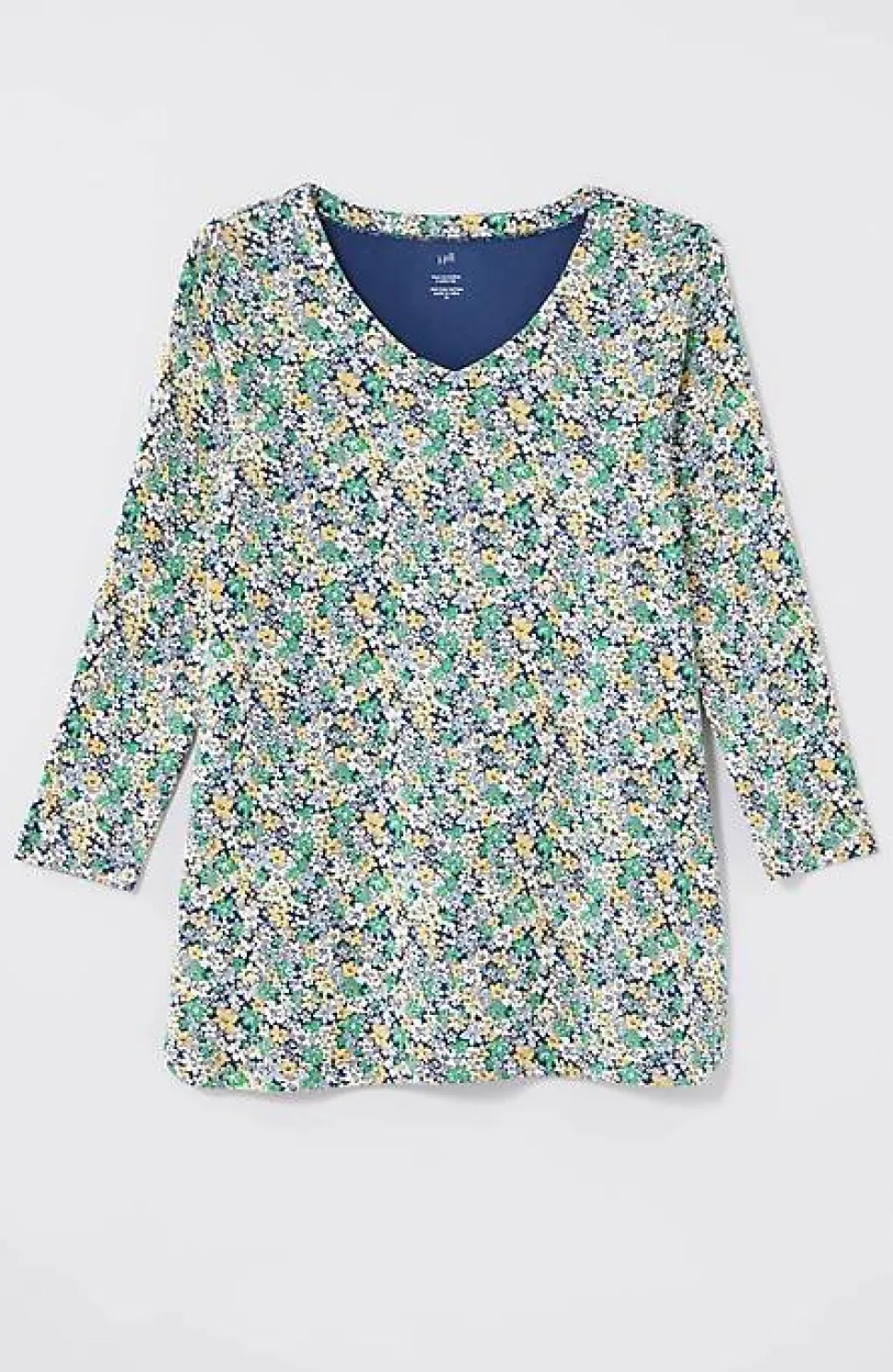 Pima 3/4-Sleeve V-Neck Tee | Jjill