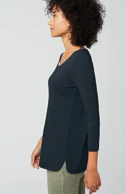 Pima 3/4-Sleeve V-Neck Tee | Jjill