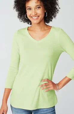 Pima 3/4-Sleeve V-Neck Tee | Jjill