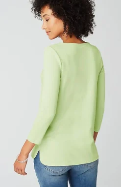 Pima 3/4-Sleeve V-Neck Tee | Jjill