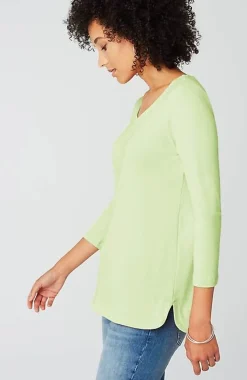 Pima 3/4-Sleeve V-Neck Tee | Jjill