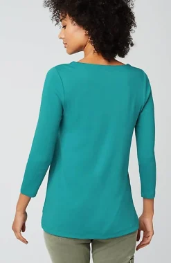 Pima 3/4-Sleeve V-Neck Tee | Jjill