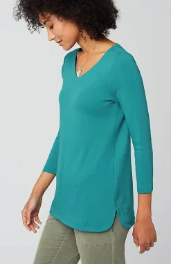 Pima 3/4-Sleeve V-Neck Tee | Jjill