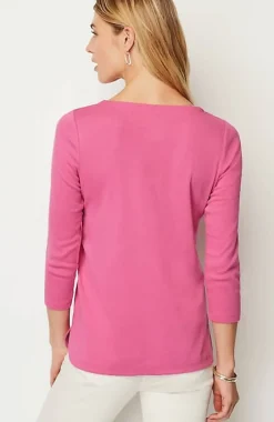 Pima 3/4-Sleeve V-Neck Tee | Jjill