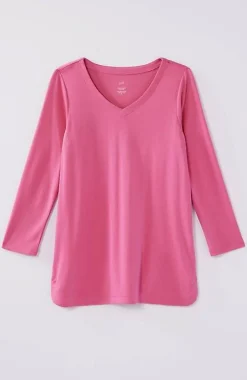 Pima 3/4-Sleeve V-Neck Tee | Jjill