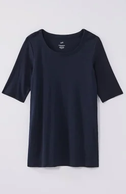 Pima-Slub Scoop-Neck Side-Slit Tee | Jjill