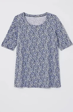 Pima-Slub Scoop-Neck Side-Slit Tee | Jjill