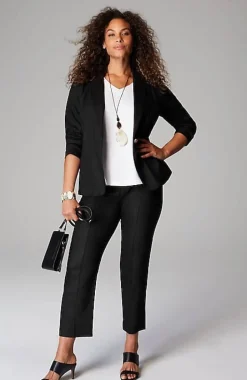 Pintucked Linen-Stretch Slim-Leg Pants | Jjill