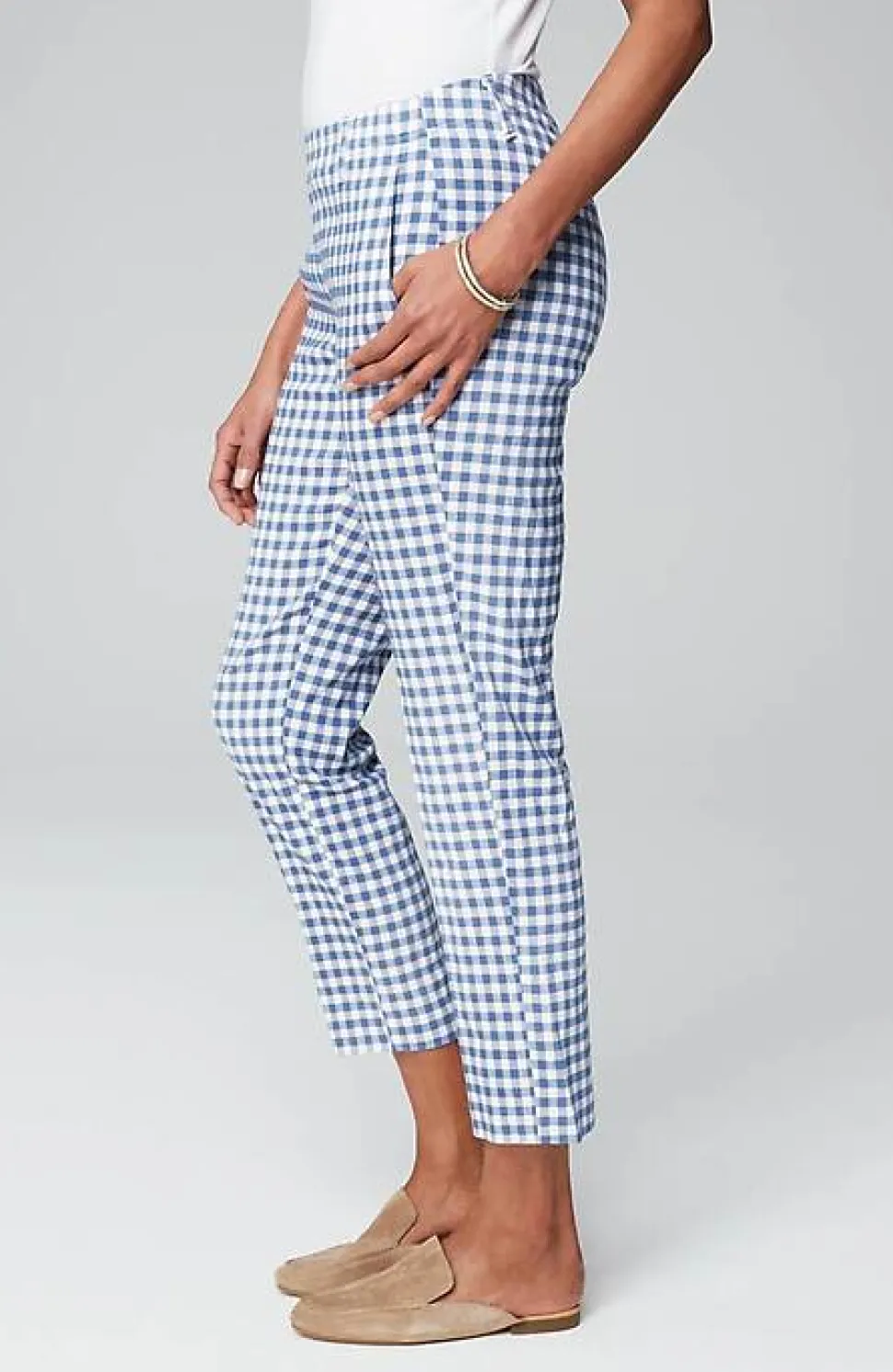 Pintucked Linen-Stretch Slim-Leg Pants | Jjill