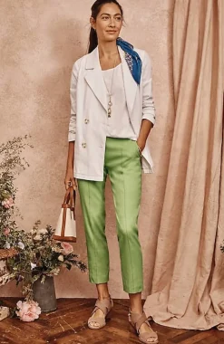 Pintucked Linen-Stretch Slim-Leg Pants | Jjill