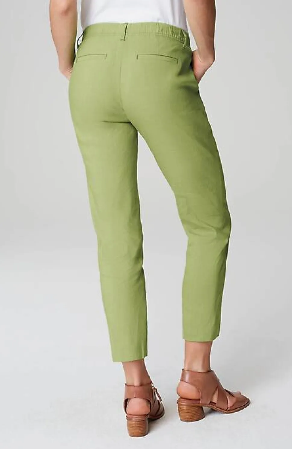 Pintucked Linen-Stretch Slim-Leg Pants | Jjill