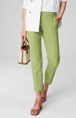 Pintucked Linen-Stretch Slim-Leg Pants | Jjill