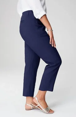 Pintucked Linen-Stretch Slim-Leg Pants | Jjill