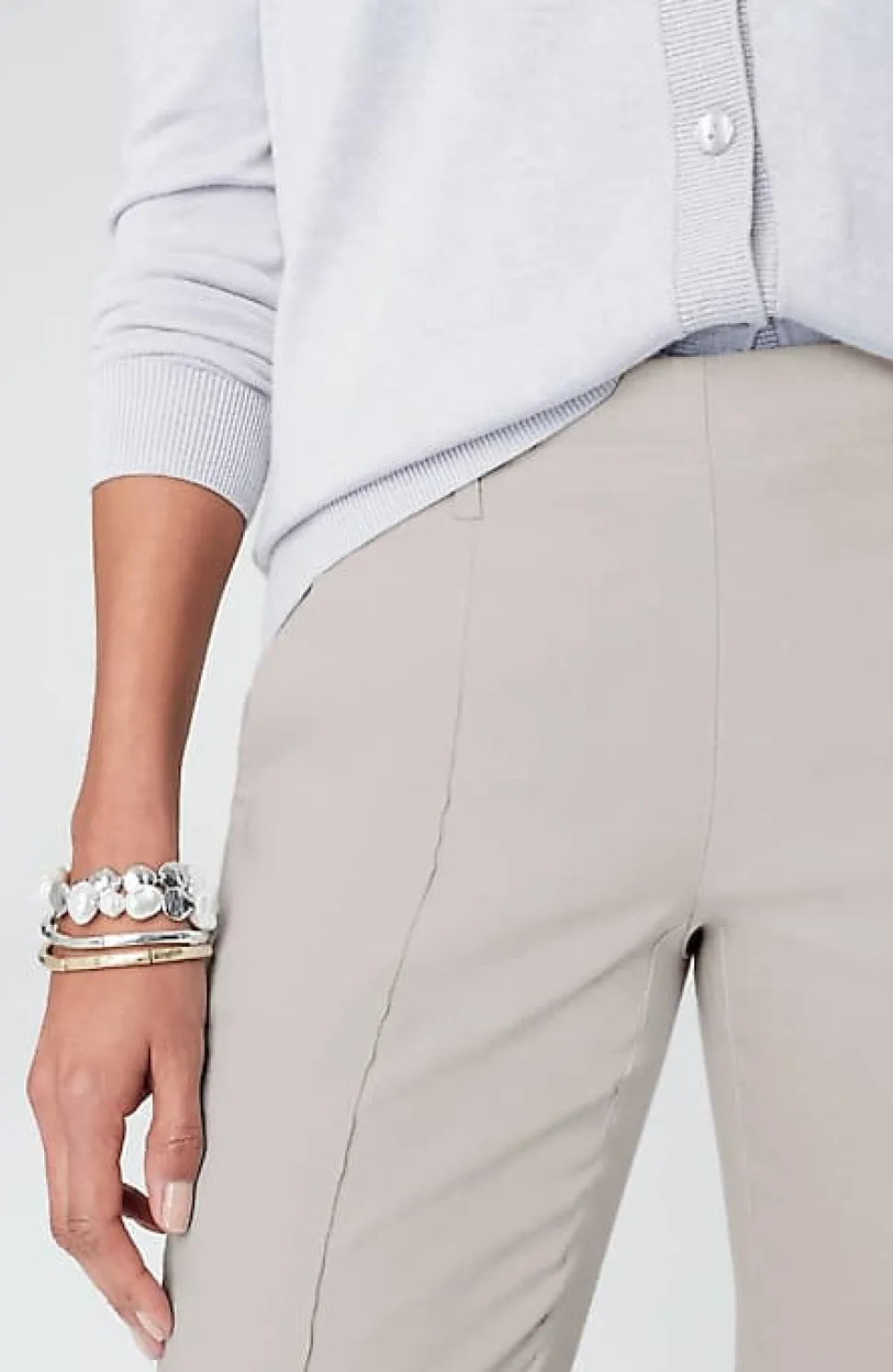 Pintucked Linen-Stretch Slim-Leg Pants | Jjill
