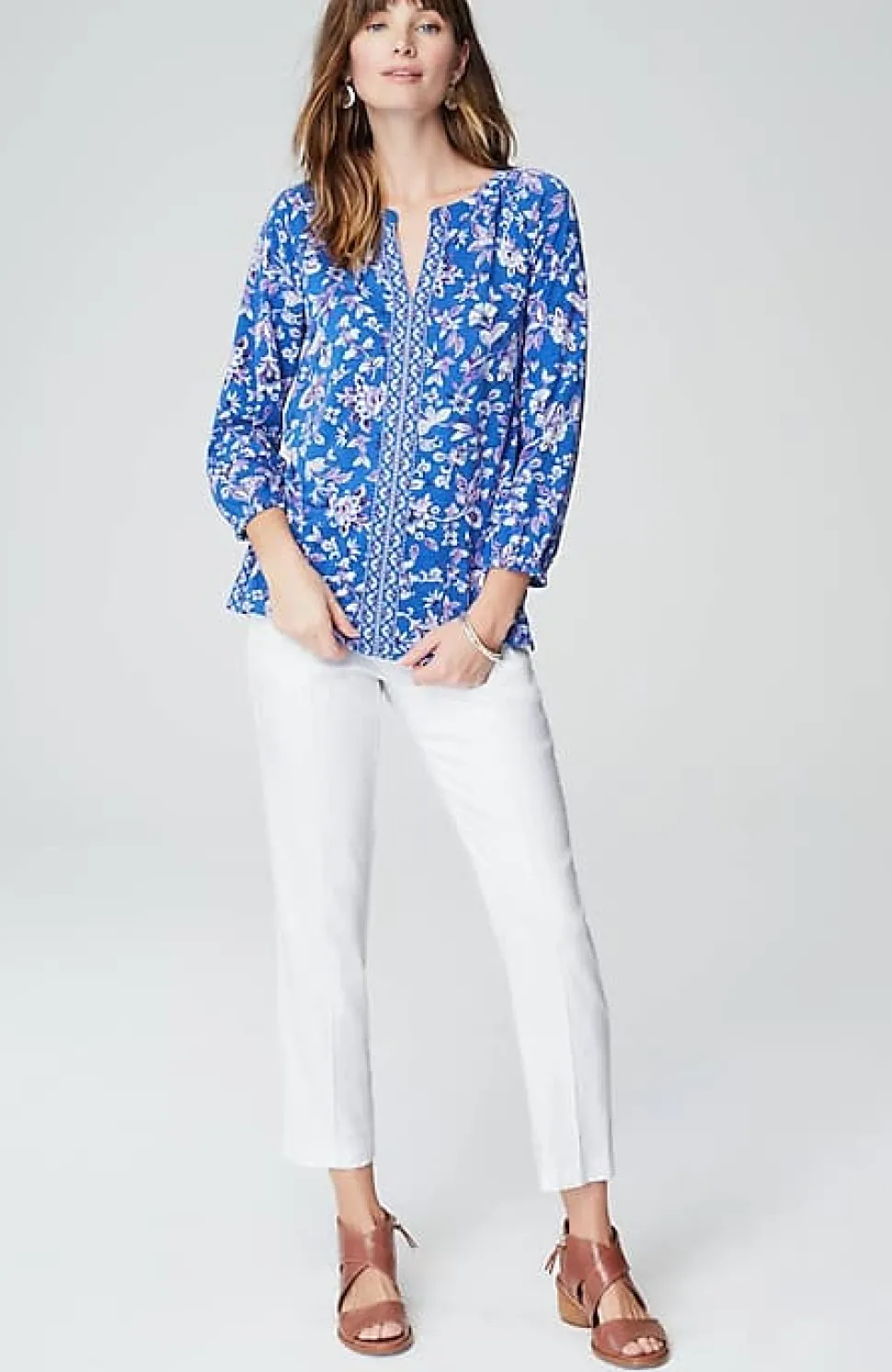 Pintucked Linen-Stretch Slim-Leg Pants | Jjill