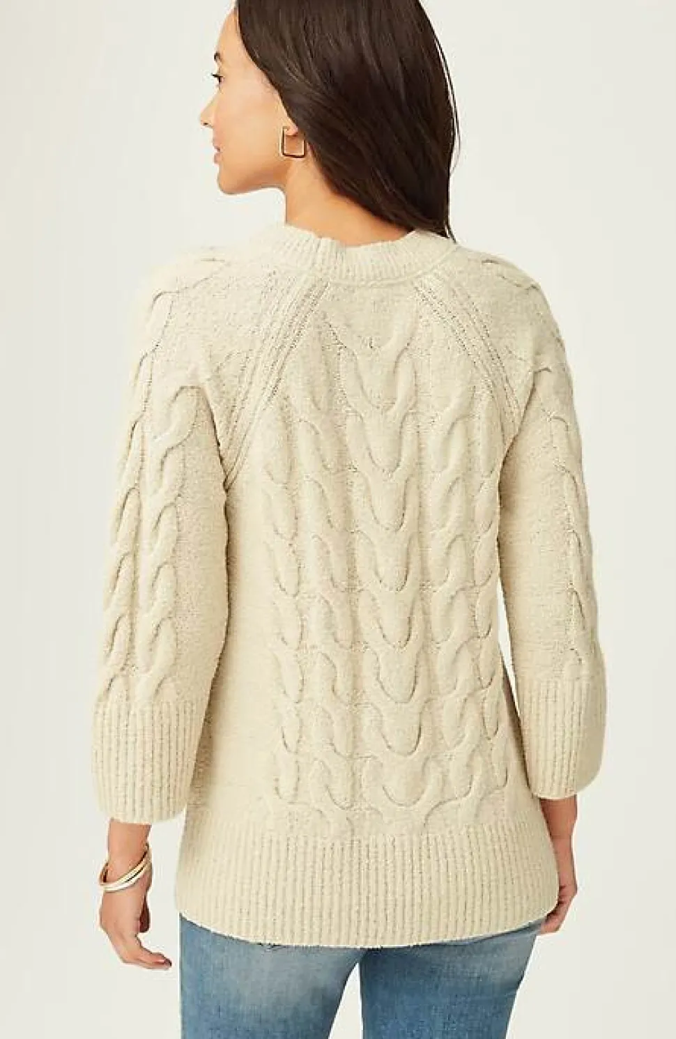 Placed-Cable Crew-Neck Sweater | Jjill