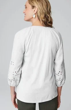 Placed-Eyelet Mixed-Media Top | Jjill