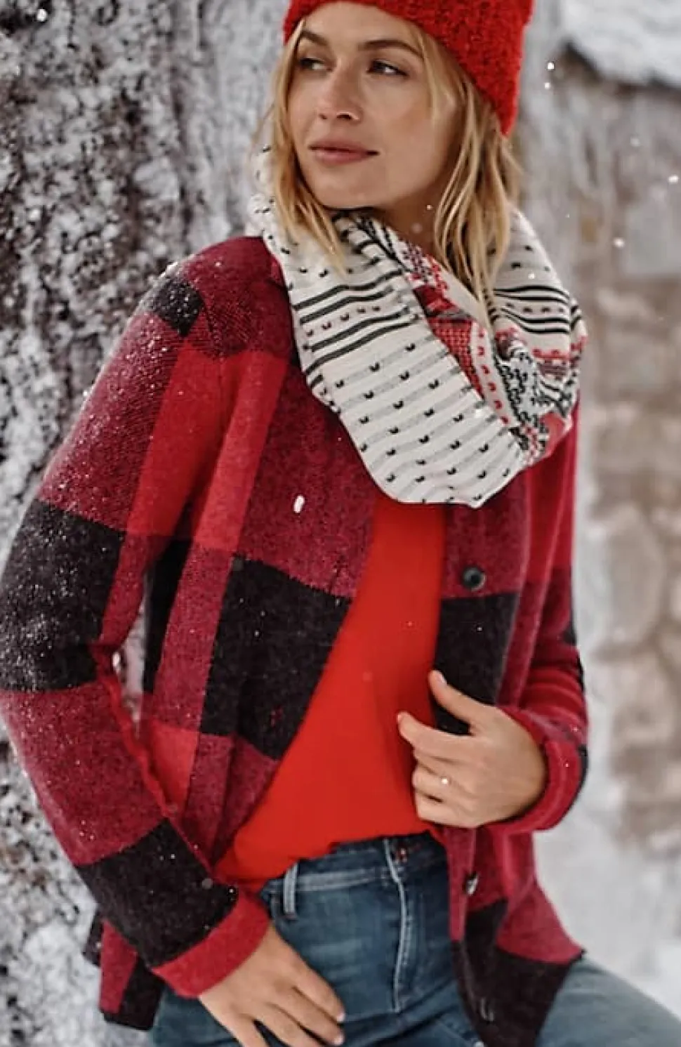 Plaid Button-Front Sweater | Jjill