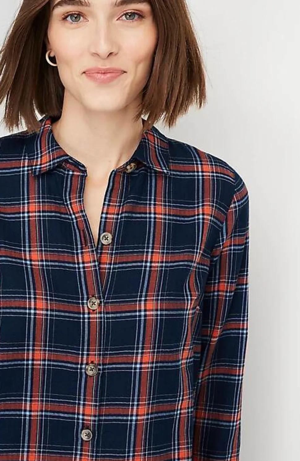 Plaid Button-Front Tunic | Jjill