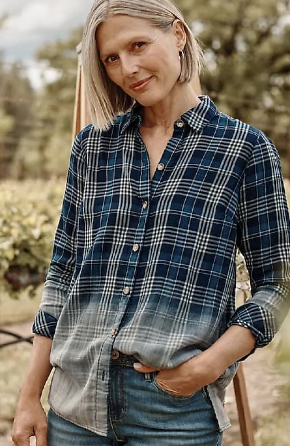 Plaid Button-Front Tunic | Jjill