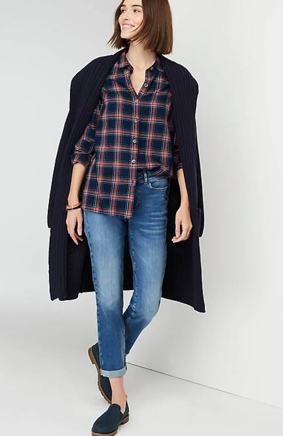 Plaid Button-Front Tunic | Jjill
