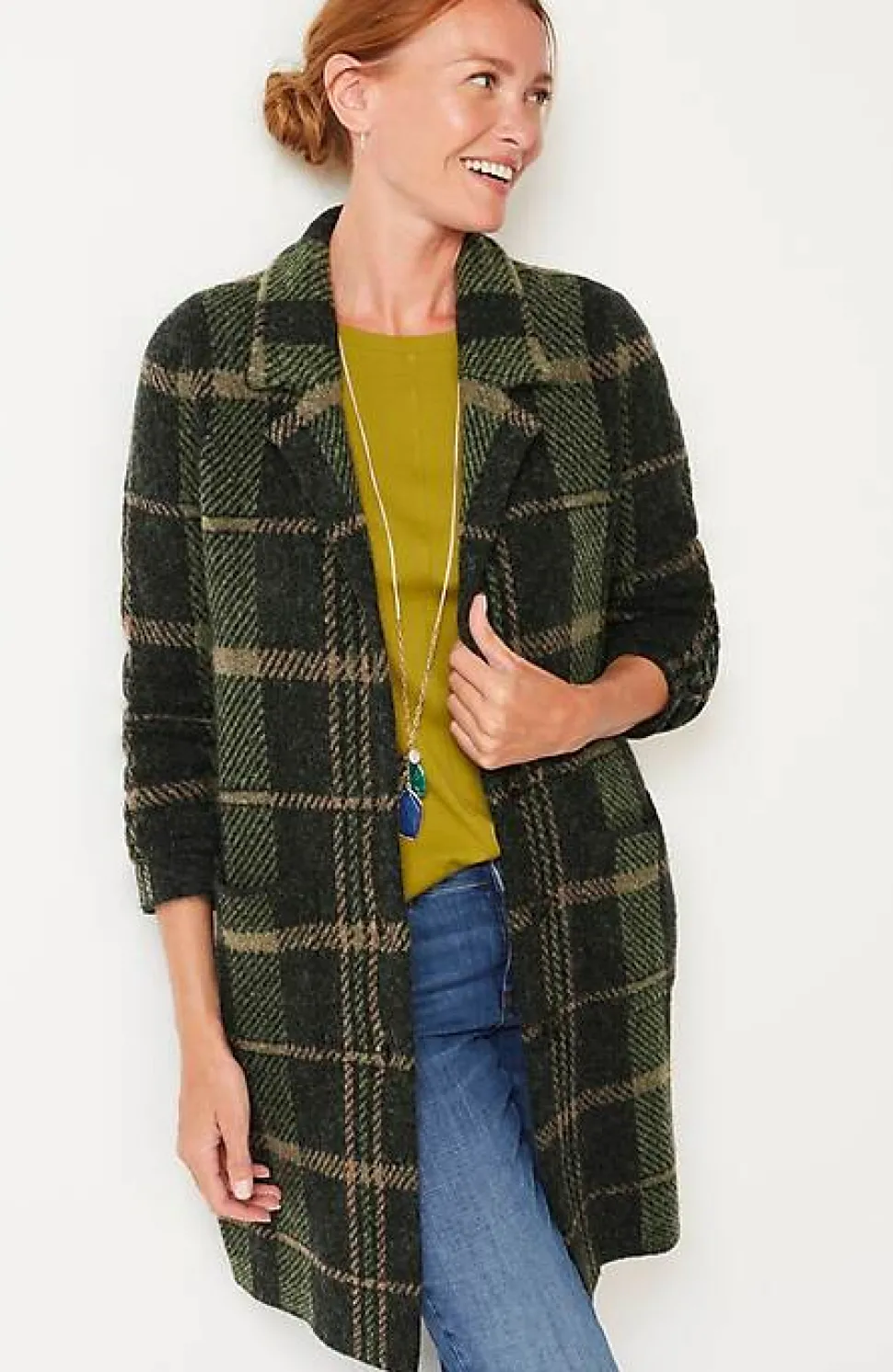 Plaid Notch-Collared Topper | Jjill