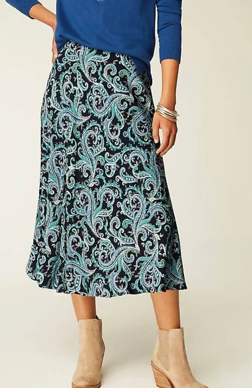 Printed A-Line Midi Skirt | Jjill