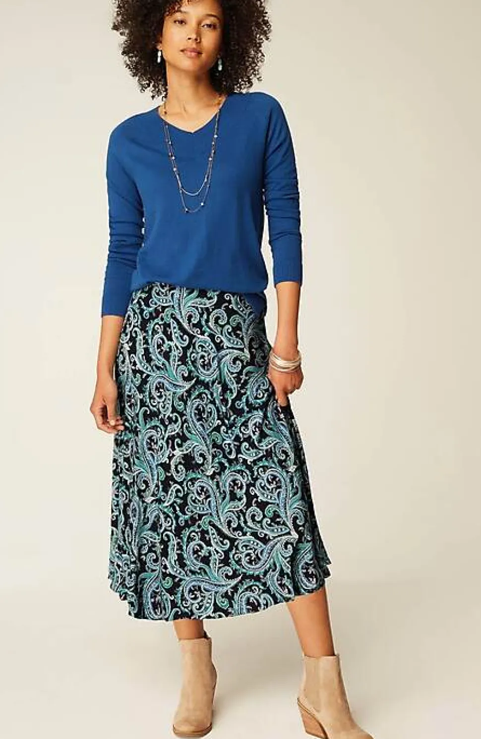 Printed A-Line Midi Skirt | Jjill
