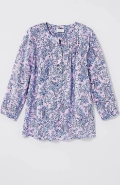 Printed Linen Pintucked Popover | Jjill