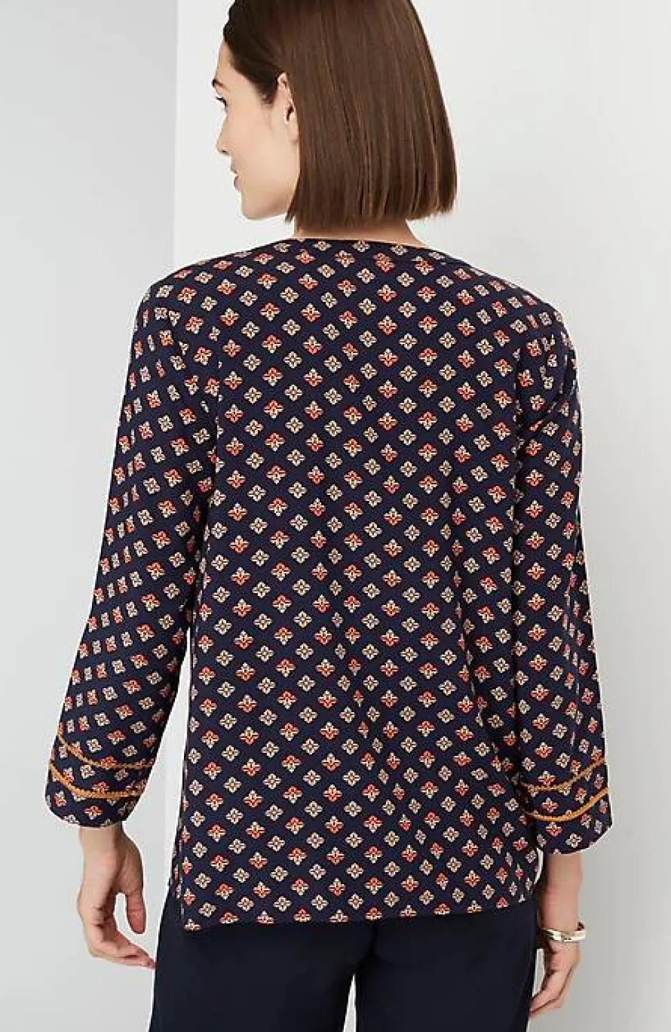 Printed U0026 Embroidered V-Neck Top | Jjill